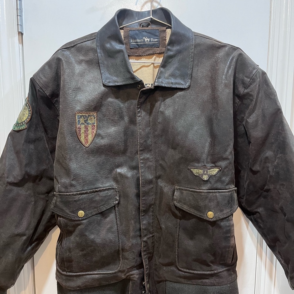 1980’s Hunters Run Messageries Aeriennes Vintage French Leather Bomber Jacket